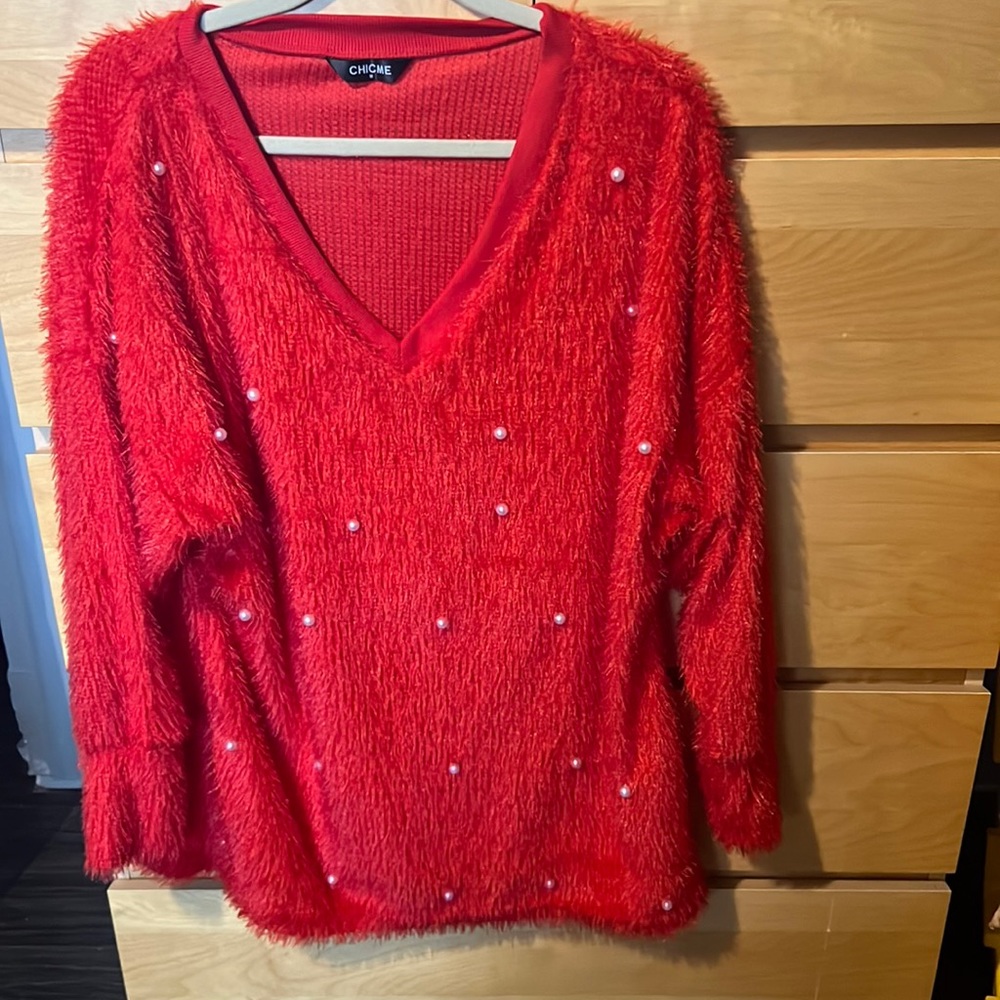 Beaded V-neck sweater!